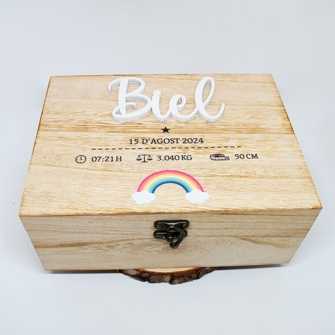 Caja de nacimiento personalizada detalles para bebes - caja de madera - Creative Laser