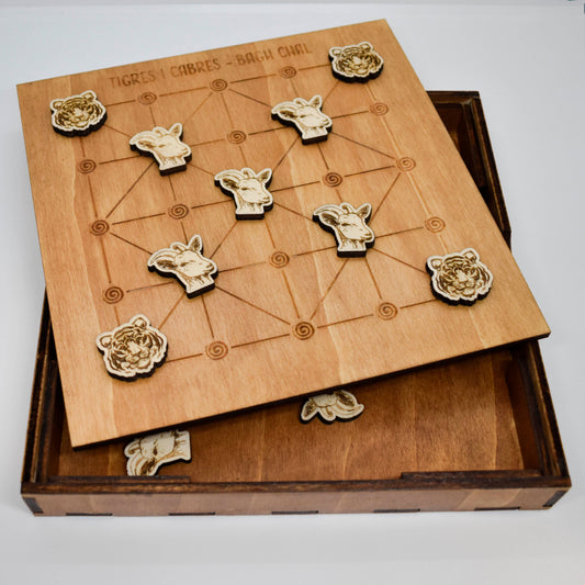 Juego de mesa Bagh Chal infantil personalizado - detalle caja - Creative Laser