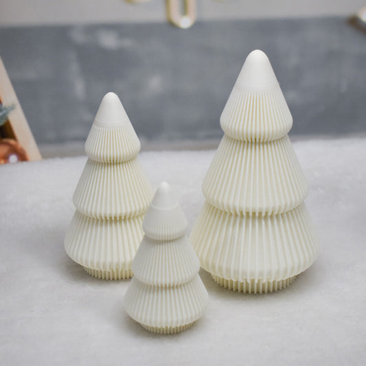 Set de 3 árboles navideños modernos impresos en 3D blanco