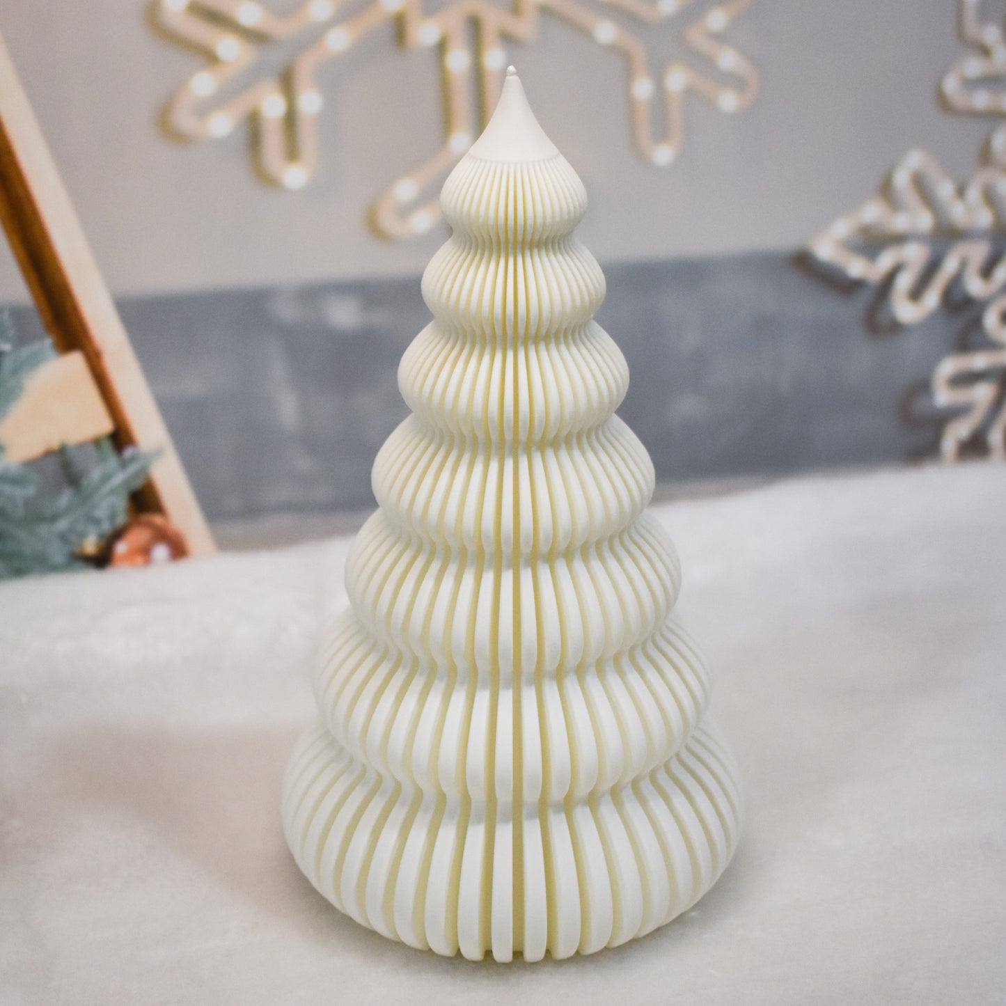 Árbol de Navidad decorativo impreso en 3D con luz LED en color blanco