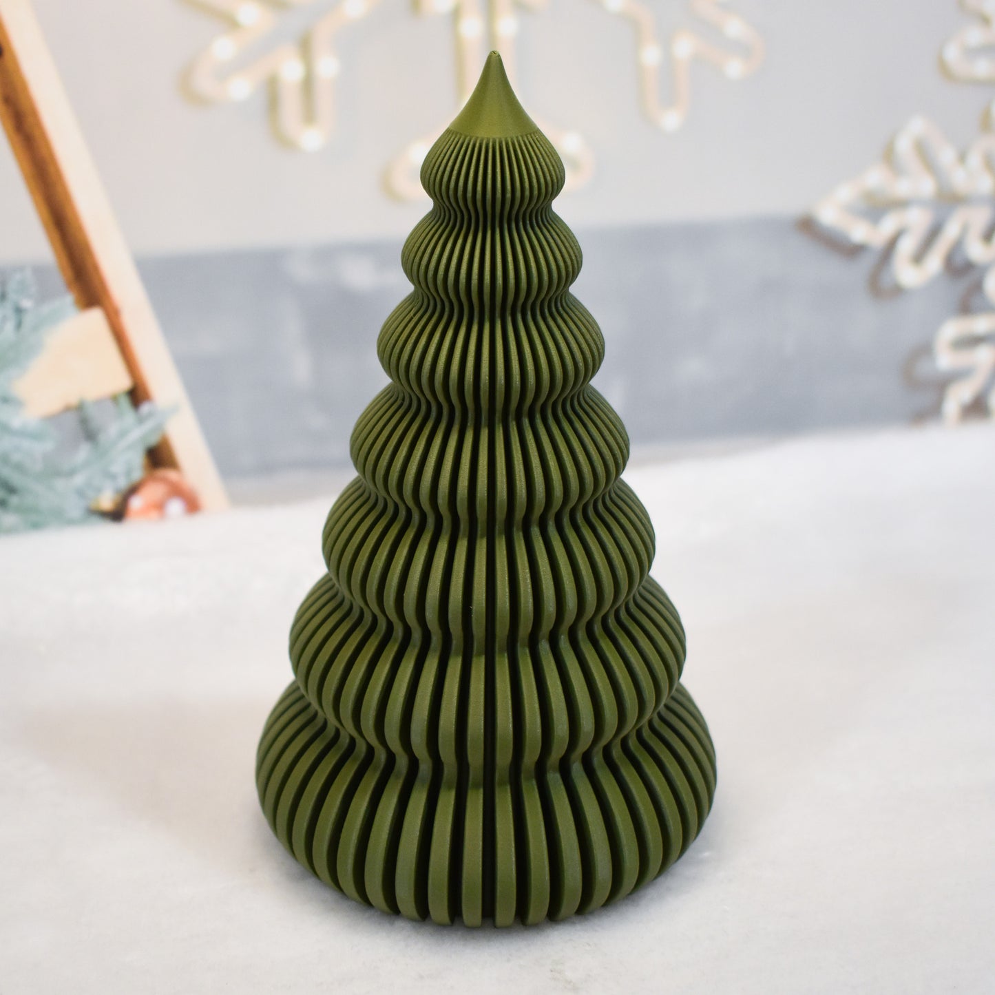 Árbol de Navidad decorativo impreso en 3D con luz LED en color verde oscuro