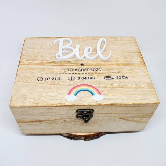 Caja de nacimiento personalizada detalles para bebes - caja de madera - Creative Laser