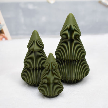 Set de 3 árboles navideños modernos impresos en 3D verde