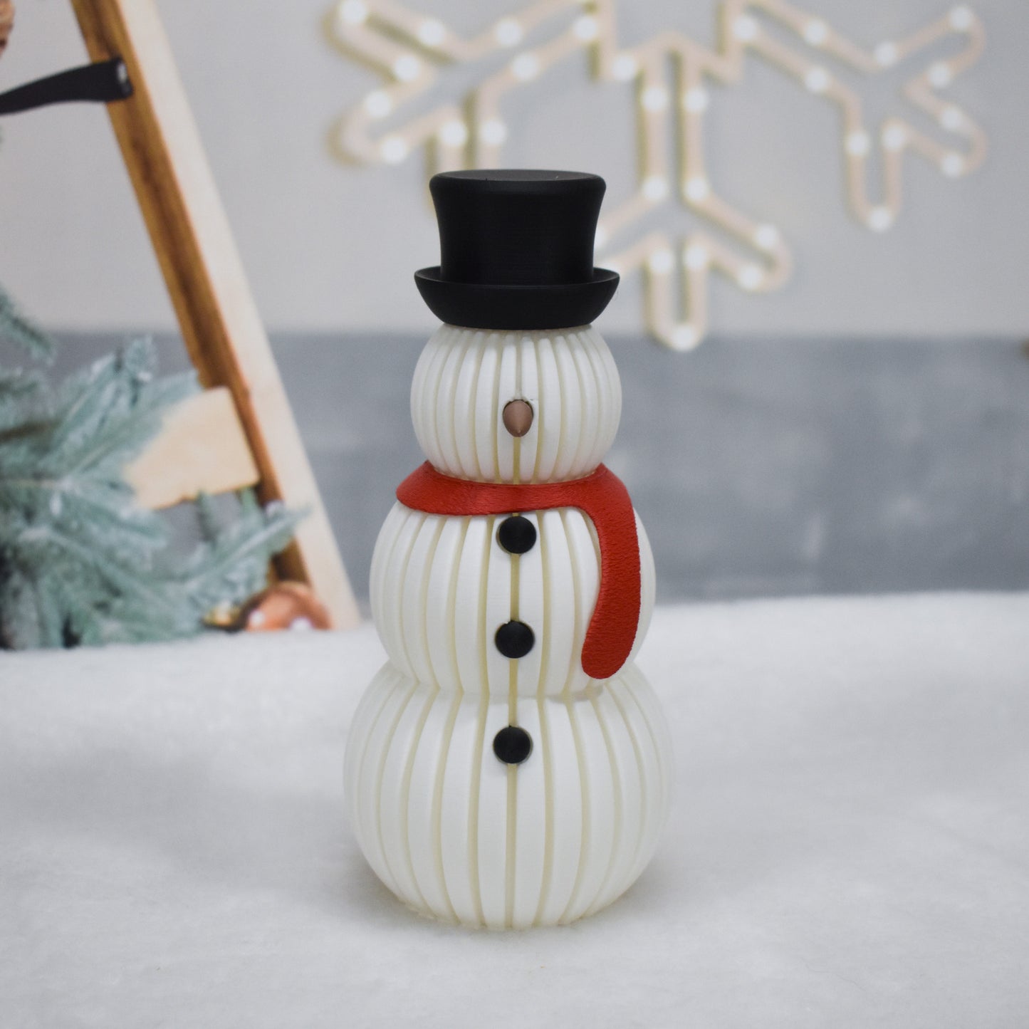 Muñeco de nieve impreso en 3D con hueco para vela LED