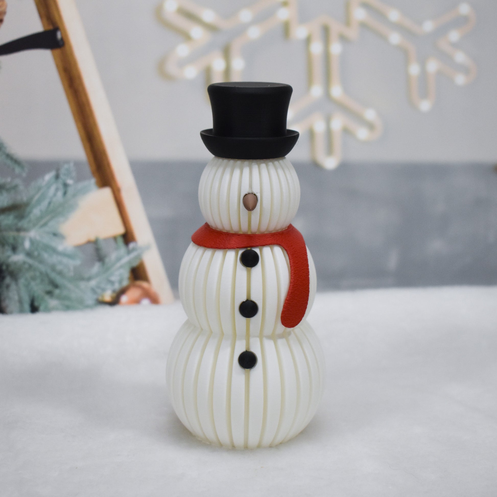 Muñeco de nieve impreso en 3D con hueco para vela LED